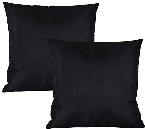 JACK 2er Set Outdoor Kissenhülle Kissenbezug 50x50cm Wasserfest Sitzkissen Lounge Kissen Garten Stuhl Lotus Effekt, Farbe:Schwarz