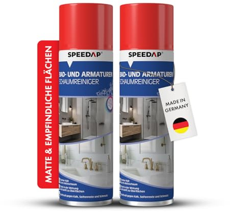 SPEEDAP Aktivschaum, säurefrei für Bad & Armaturen 500 ml, 2er Pack | Kraftvoll gegen Kalk & Schmutz,für Naturstein und Pulverbeschichtetes, Made in Germany