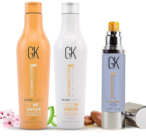 GK HAIR Shield Shampoo e Balsamo 240ml con Leave-In Cashmere Cream 50ml per Capelli Colorati, Protezione Idratante, Protezione UV, Controllo Anticrespo e Idratazione