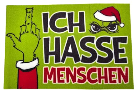 M.Kritzinger's Fußmatte Festtags-Muffel Ich Hasse Menschen, 40x60 cm, Grün, Schmutzfangmatte