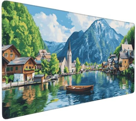 Gaming Mauspad XXL Landschaft Mousepad 800x400x4mm Ozean Verlängertes Mauspad Schreibtischauflage,Genähte Kanten Mauspad,Verbessert Präzision Geschwindigkeit Wasserdicht Geeignet für Büro und Spiele