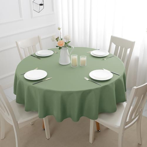 Romanstile kleine runde Tischdecke Outdoor grün Durchmesser 80 cm abwaschbar und wasserabweisend Tischtuch Tischwäsche Table Cloth für Party,Balkon,Esszimmer,Garten,Outdoor,Draußen,Frühling,Ostern