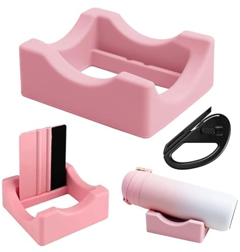 Silicone Cup Cradle for Tumblers,Small Silicone Cup Cradle with Built-in Slot Use to Apply Vinly Decal,Sturdy Tumbler CradlE with Squeegee,Space Saving Tumbler Holder for Cups,Cups CradlE for Tumblers