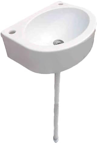 Generisch Lavabo da parete 45 x 34 x 14,5 cm, in plastica, piccolo lavandino camper per per bagno degli ospiti, campeggio, giardino, cantina, cantieri, bianco