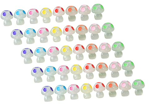 BESPORTBLE 40stücke Teiliges Mini Pilzfiguren Aus Resin Leuchtende Mikro Landschaft Deko Für Garten Und Feengarten Wetterfeste Nachtlicht Gartenornamente Für DIY Mikro-Szene Und Innendekorati