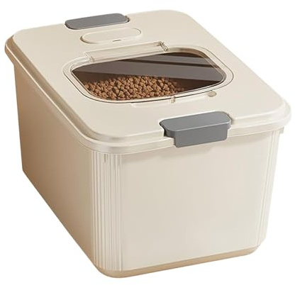 Hoj545 Récipient de stockage d'aliments pour chien – Jusqu'à 9 kg – Conteneur pliable avec roulettes et petit récipient de 2,5 l pour garder les aliments secs et frais pour animaux domestiques (kaki