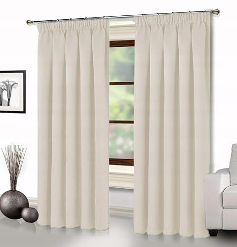 Gardinen Vorhangen Ecru Polyester 140x250 cm (BxH) Costa Vorhang Fertig Mit Kräuselband Für Röllchenhaken Wohnzimmer Schlafzimmer Küche Einfarbig