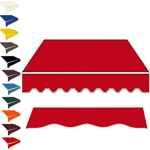 ZYXQQJ 3.5x3m 3x2.5m 4x2.5m 5x3m Markisenbespannung Canvas Wasserfest Markisestoff Ersatz Für Einziehbare Gelenkarmmarkise Klemmmarkise Ersatztuch(Red,10x6.5ft/300x200cm)