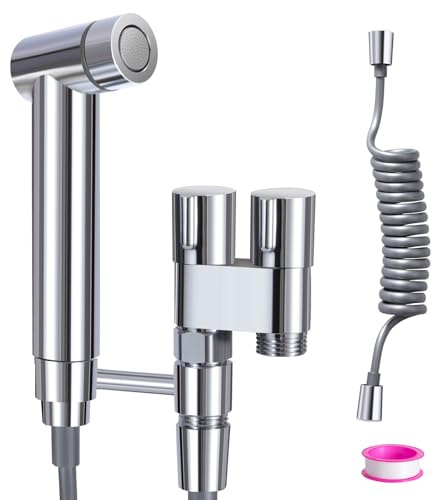 Bidet Handbrause Set – Edelstahl Handbrause für Toilette – Inkl. Schlauch, Halterung & T-Adapter – WC Brause für Persönliche Hygiene, Windelreinigung & Haustierbad