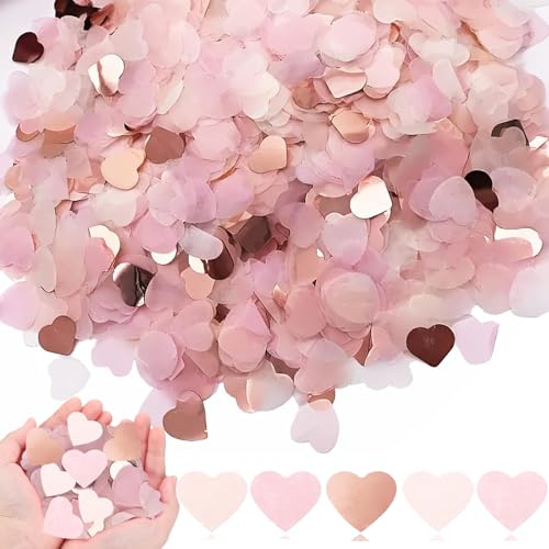 YSUY 10000 PCS Gold & Pink Biodegradable Heart Confetti for Weddings, Anniversaries, Valentine's – Eco-Friendly Paper Hearts for Tables, Parties & Decor