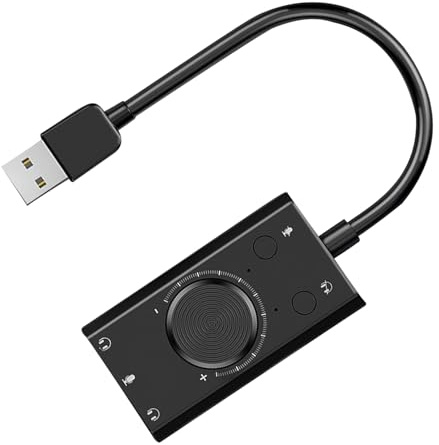 1 x carte son USB externe, carte son USB externe LED IDndicator stéréo micro haut-parleur casque audio jack 3,5 mm câble adaptateur