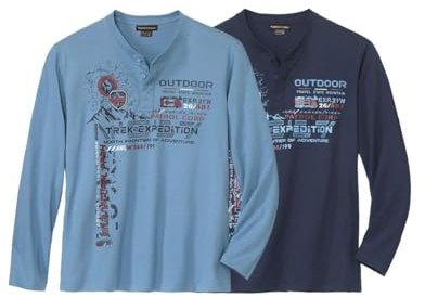 ATLAS FOR MEN - 2er Pack langärmelige Henleyshirts - Verfügbar in großen Größen von M bis 5XL
