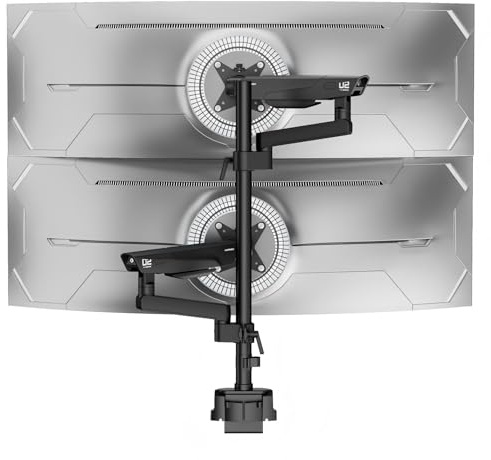 HUMANEX Taller Dual Monitor Stand for 17-40 Computer Screens, Max 12kg | Height Adjustable Dual Monitor Arm with Tall Pole, Full Motion Tilt Swivel Rotate Mount, VESA 75x75 and 100x100mm