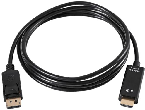 1 Pcs DisplayPort to HDMI Uni-Direction Cable Gold-Plated Cord,4K DisplayPort to HDMI 1.8M Cable,Compatible with PC TV Projector Monitor Laptop Dell HP Asus Lenovo and More(Black)