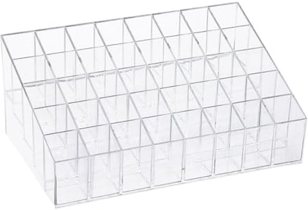 POPETPOP Support Transparent Compartiments pour Rouges à Lèvres et Vernis à Ongles Organiseur Cosmétique Pratique pour Maquillage de Bureau et Salle de Bain