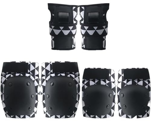 Trelagers kompositmaterial Sportskyddsutrustning, slitstarkt PP-skal + EVA-dämpande lager(Black and white triangular,S[20kg-37kg])
