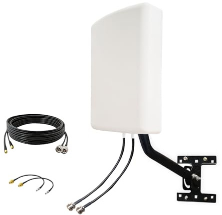 2x2 MIMO 4G LTE Router Antenna 5G for Tmobile Verizon AT&T, Outdoor SMA TS9 5G Cellular Antenna for Cellular Hotspots/Router, 600-6000MHz 10dBi 10meter Cable/Pole (Kit)