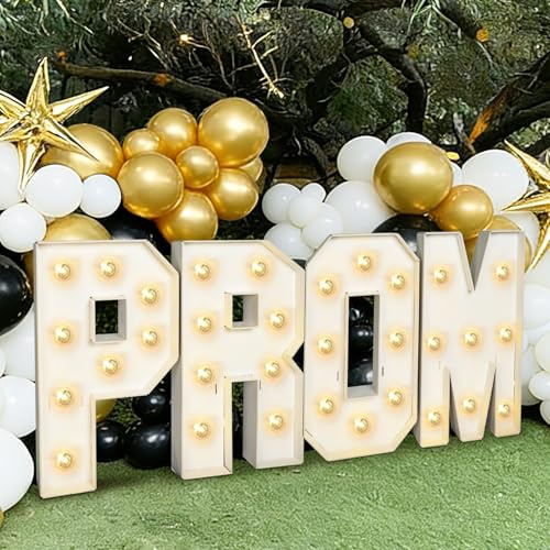 2026 Graduation Decorations - 2.3FT Large PRE-CUT PROM Marquee Light Up Letters Kit - Mosaic Foam Board Sign - Class of 2026 Congrats Party Supplies for Kindergarten Preschool High School College