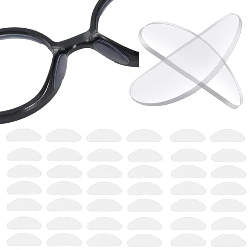 30 Plaquettes lunette silicone en Forme de D Antidérapant Blanc/1,5 mm | Autocollantes Nasales en Silicone Antidérapantes Silicone Antidérapant Coussinets Adaptées à Diverses Montures de Lunettes