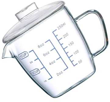 LIFKICH Glasbecher Mit Deckel Hitzebeständige Milchschale Mit Skala Glas Wasser Becher Für Tee Kaffee Saft Milch Eiscreme Frühstück Zuhause Und Büro