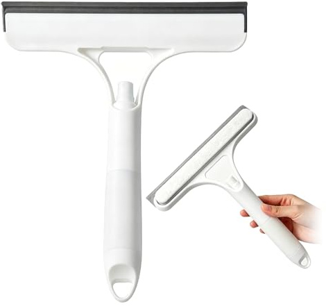 3 in 1 Window Cleaning Squeegee with Spray Bottle, 8.5In Handheld Window Cleaner Squeegee for Home, Glass Cleaning Scraper Shower Cleaning Tool for Car Home Kitchen (White)