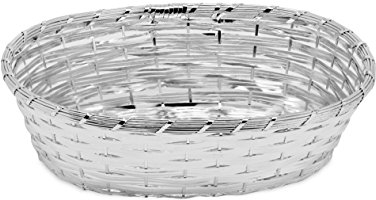 EDZARD Cesta de pan Basket, 16 x 23 cm, oval, tejida, plateada, protegida contra el deslustre