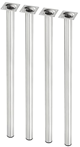 DIY Element System Möbelfuß rund – Stahlrohrfuß, ideal als Tischbein für die Gestaltung individueller Möbelstücke – Ø 30 mm, Länge 600 mm, Edelstahloptik