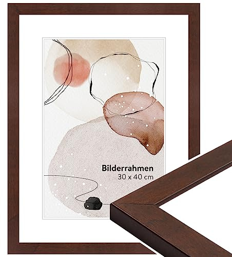 WANDStyle Bilderrahmen 15x20 Nussbaum, moderner Bilderrahmen Holz 15x20 cm | Hochwertiger Holzbilderrahmen, Posterrahmen aufstellbar, Rahmen 20x15 cm, Fotorahmen H430 - Made in Germany