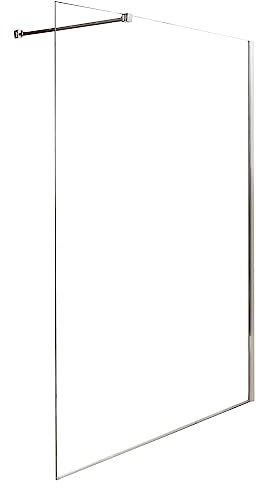 ONDÉE - Paroi ITALIENNE - Transparente - 140x200cm - Traitement anticalcaire - Profilé en inox chromé ajustable (-2cm) - Verre trempé - Barre de fixation murale ou au plafond en option