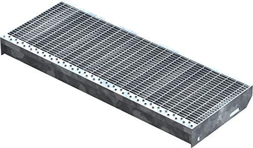 Fenau – 800 x 305 mm - Gitterrost-Stufe (R11) XSL, MW: 30/10 mm, verzinkt, Stahl-Treppenstufe nach DIN-Norm, Fluchttreppen geeignet, Anti-Rutsch-Wirkung