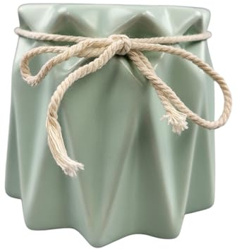 Moderne Pastelfarbene Keramikvase, Tischvase Vase, Geometrisch Origami Design, Keramik (Grün 8,5 cm Hoch)