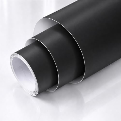 TipTopCarbon Möbelfolie selbstklebend matt - langlebige Möbel Klebefolie Schwarz 2m x 60cm - Klebefolie Küche - selbstklebende Folie Möbel - moderne Schrankfolie versch. Größen