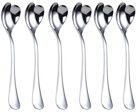 Mini Coffee Spoons, heart shaped, 4.9-inch18/10 Stainless Steel Spoon Set, set of 6