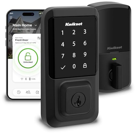 Kwikset 99390-001 Halo Wi-Fi Smart Lock Keyless Entry Electronic Touchscreen Deadbolt Featuring SmartKey Security, Satin Nickel