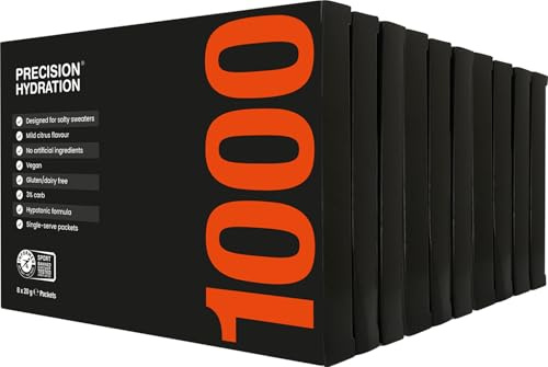 Precision Hydration Mezcla de Bebida con Electrolitos - Sin ingredientes artificiales, Polvos de Electrolitos de Varias Concentraciones - (Pack of 80, 1000 mg/L - Naranja)