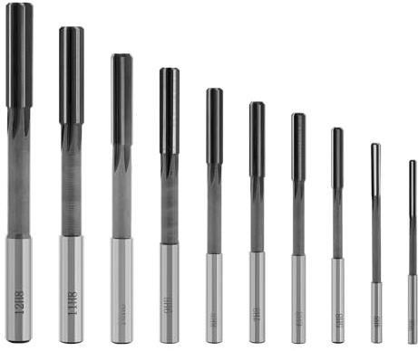 Vogueing Tool HSS Reibahlen-Set, gerader Schaft, Handreibahle, Maschine, Reibahle, HSS gerader Schaft, Fräswerkzeug-Set, 10 Stück (3–12 mm) H8