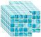 FBBULES 20PCS Mosaic Style Decorative Tile Stickers, Self Adhesive Wallpaper Waterproof Peel and Stick on Wall Glass Furniture for Kitchen Bathroom Room Transformation, Sky Blue(10x10cm/4x4inch)