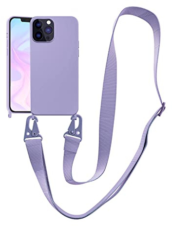 Handykette Handyhülle kompatibel mit Apple iPhone 11 Necklace Hülle Nylon Schultergurt Weich Silikon TPU Cover mit Kordel zum Umhängen Schutzhülle mit Stylische Band(Lila)
