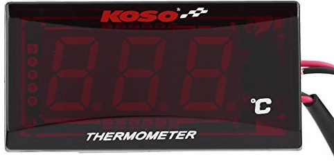 Ymiko Thermomètre numérique Universel de Moto jauge de température de température de l'eau mètre thermomètre numérique de Moto Compatible avec Scooter de Course Quad Square(LUMIÈRE Rouge)