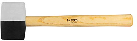 Neo Tools Gummihammer für Fliesenleger, schwarzer Hartgummi und fleckenfreier Weichgummi, mit einem hellen Holzgriff | In zwei Größen und Gewichten (58 mm/450 g; 63 mm/680 g) erhältlich