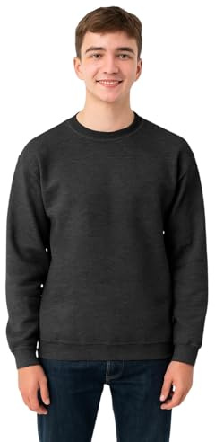 True Face Men's Jumpers ● Casual Plain ● Workwear ● Sweatshirts for Men UK, ● Crew Neck ● Pullover ● Fleece ● Sweater Top, Ideal for Sports & Leisure Charcoal L