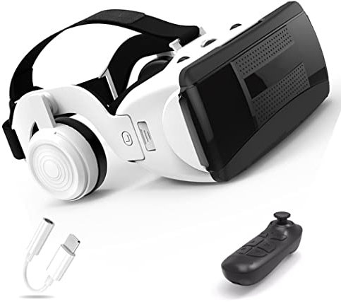 JYMYGS Gafas de Realidad Virtual, 3D VR Gafas con Controlador Bluetooth para Juegos Visión Panorámico VR Glasses para iPhone 13 Pro Max/13 Pro/13/12/11, para Samsung Galaxy S21, Huawei, Xiaomi