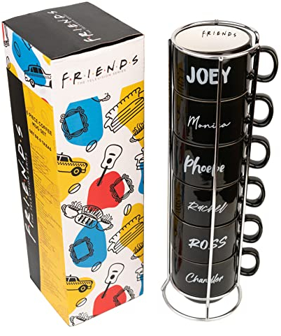 Grupo Erik - Lot de 6 Tasses Empilables à Café originale, avec Support, Tasses expresso, tasse à café design, mug friends