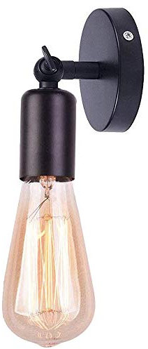 Lámpara de pared de metal para sala de estar, cabezal negro E27, moderno, sencillo, creatividad, aplique de pared, accesorio de iluminación retro hacia arriba y hacia abajo para cocina.(Negro)