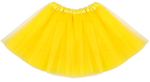 FUREINSTORE Falda de Tutú para Niñas, Falda de Tul para Ballet 3 Capas Elástica Disfraz de Princesa Carnaval 30cm de Largo Talla Única (Amarillo)