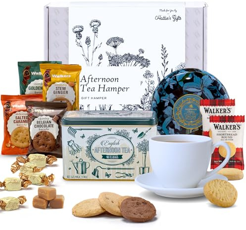 Hattie’s Gifts Luxury English Tea Gift Set | English Garden Tea, Clotted Cream Fudge & Shortbread Biscuits Hamper