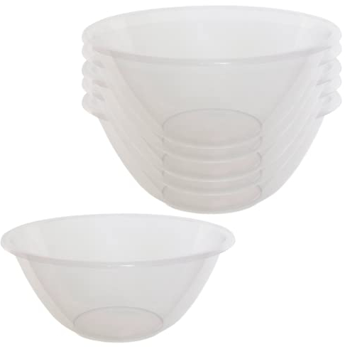 Checkmart 5 cuencos grandes de plástico transparente multiusos para servir fiestas, cuencos para ensaladas (4 litros, 4000 ml)