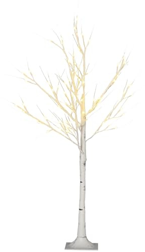 HOMCOM Albero di Natale Bianco con Luci LED e 8 Rami per Interni ed Esterni, Albero di Natale Artificiale in PP e Metallo, 17x17x120 cm