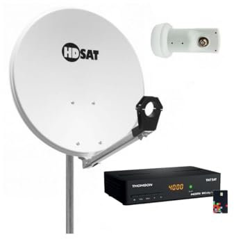 Pack HDSAT Parabole Satellite Acier 80cm + Récepteur Astra + LNB Single