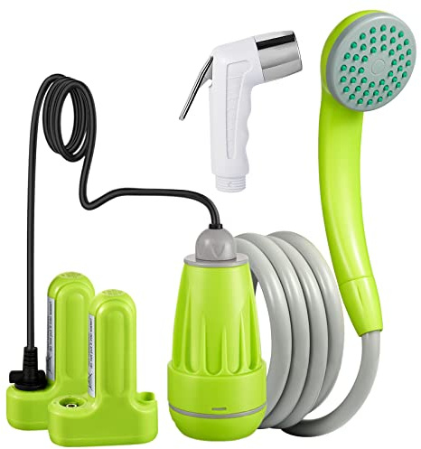 KEDSUM Portable Camp Shower, Camping Shower Pump with 2 Rechargeable Batteries, Portable Outdoor Shower Head for Camping, Hiking, Traveling and Emergency Shower